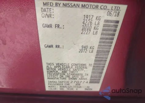 2018 Nissan Altima 2.5 S z USA, uszkodzony, nr VIN 1N4AL3AP3JC270774